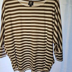 BOBEAU Women's Brown & Cream Soft Knit Top - Large